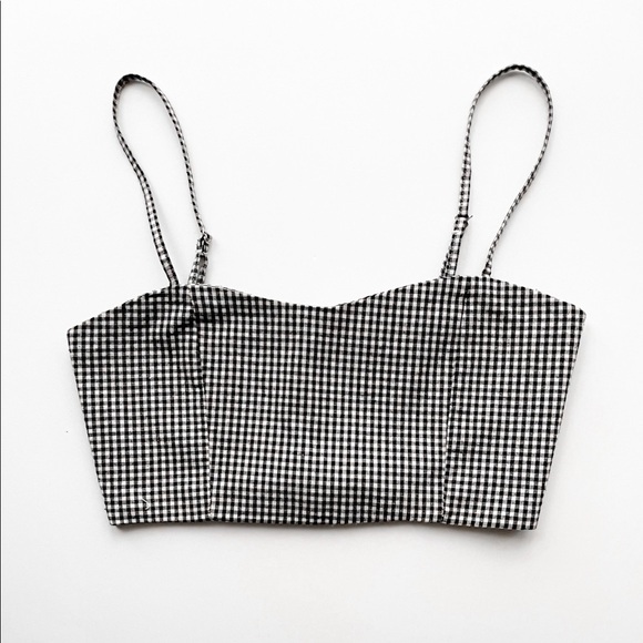 Brandy Melville Black and White Gingham Crop Top - Picture 1 of 11